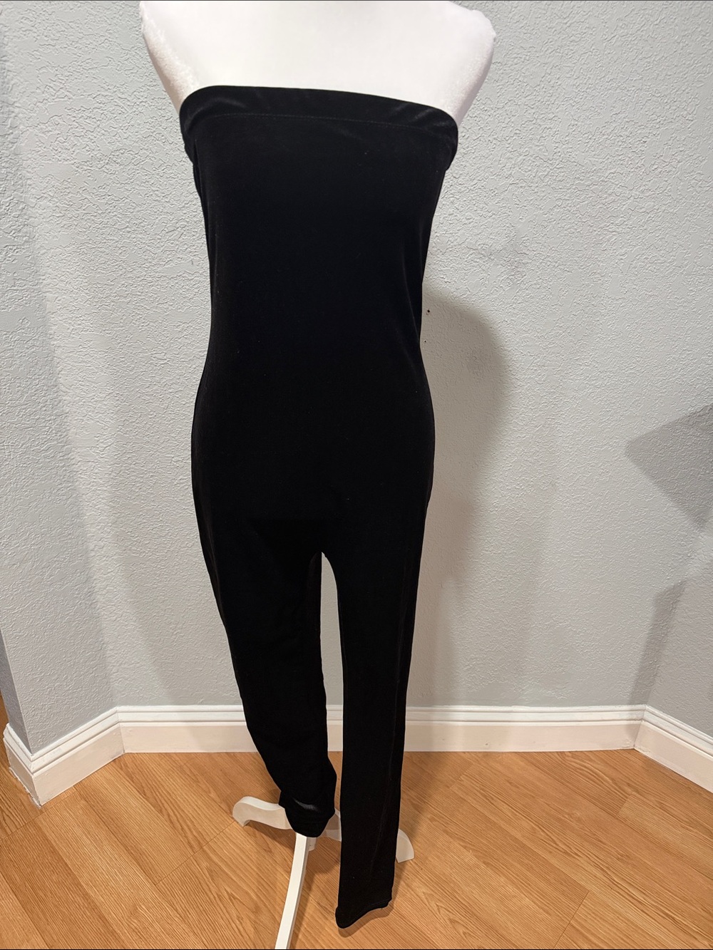 Fashion Nova Strapless Black Velvet Jumpsuit